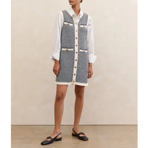 Talbots Textured Tweed Lady Dress Med Sweater Cotton Knit Classic Old Money NWT - Picture 2 of 12